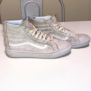 High Top Distressed White Vans